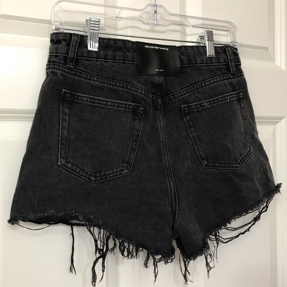 New Alexander Wang Bite High Rise Denim Shorts Rigid Black Jean Cut Off 28 - Picture 7 of 13